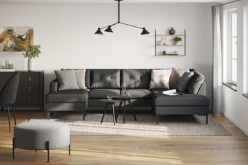 Frillestad 4-seters Høyrevendt U-formet Sofa med Divan og Sjeselong i Stoff - Mørk grå - Møbler - Sofaer - U-sofa
