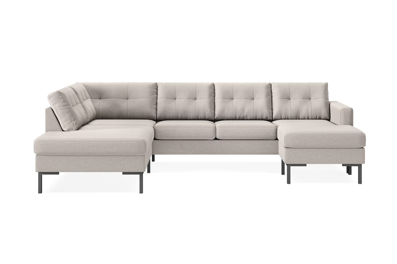 Frillestad 4-seters Venstrevendt U-formet Sofa med Divan og Sjeselong i Stoff - Beige - Møbler - Sofaer - U-sofa