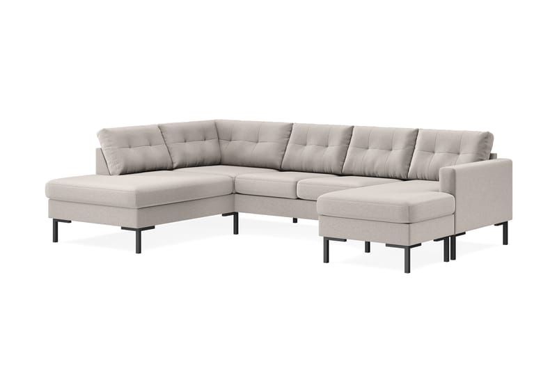Frillestad 4-seters Venstrevendt U-formet Sofa med Divan og Sjeselong i Stoff - Beige - Møbler - Sofaer - U-sofa