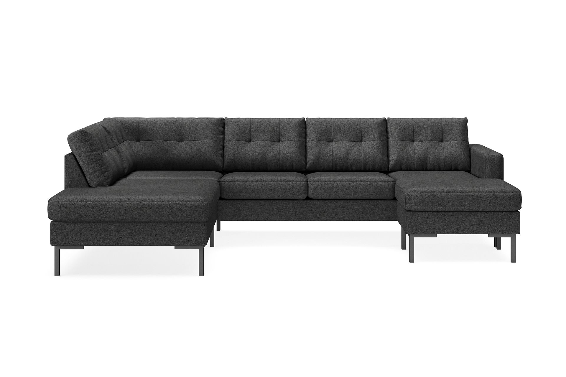 Frillestad 4-seters Venstrevendt U-formet Sofa med Divan og Sjeselong i Stoff - Mørk grå - Møbler - Sofaer - U-sofa