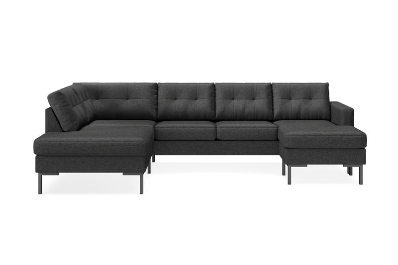 Frillestad 4-seters Venstrevendt U-formet Sofa med Divan og Sjeselong i Stoff - Mørk grå - Møbler - Sofaer - U-sofa