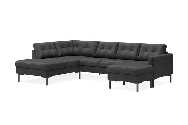 Frillestad 4-seters Venstrevendt U-formet Sofa med Divan og Sjeselong i Stoff - Mørk grå - Møbler - Sofaer - U-sofa