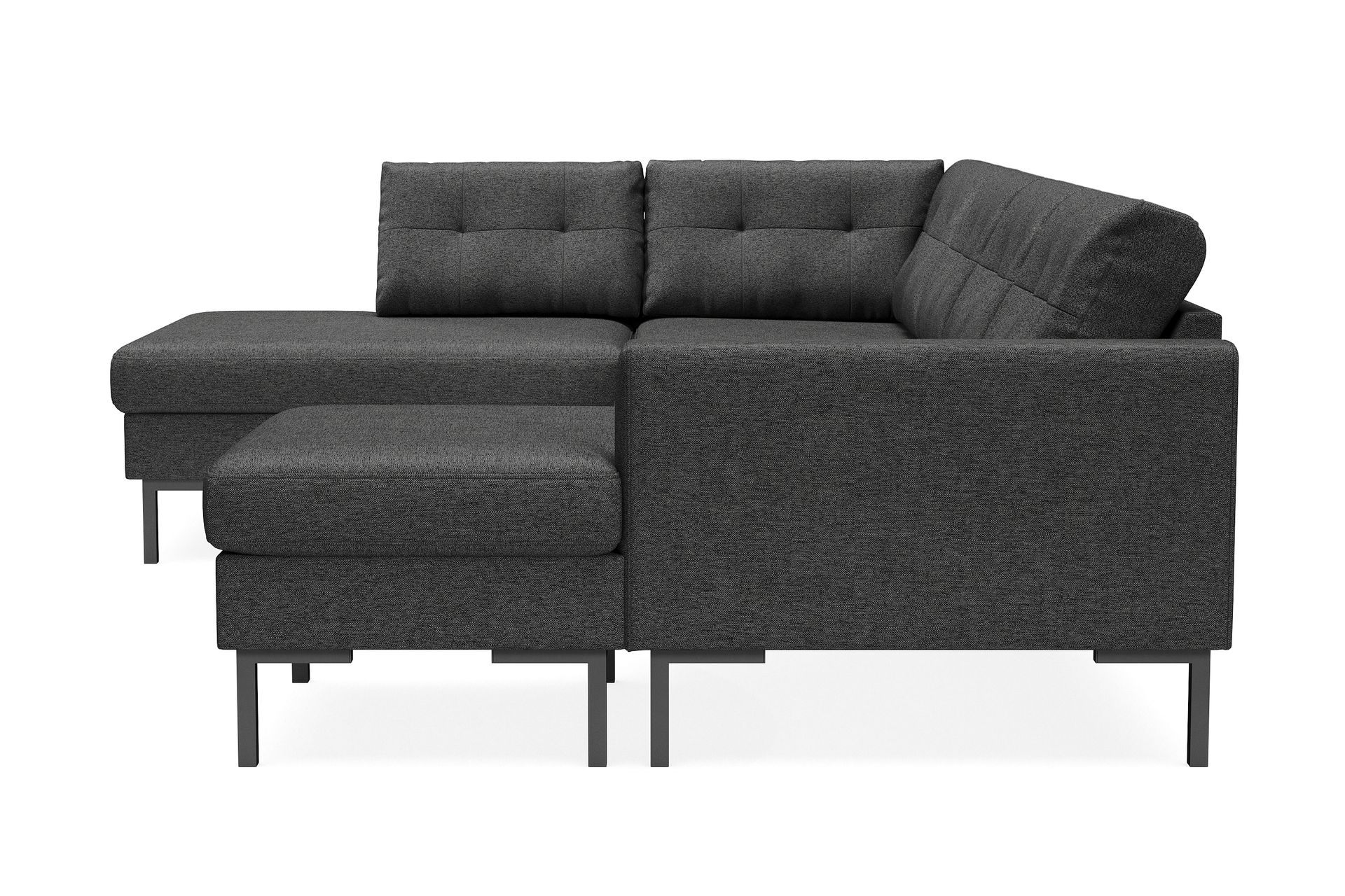 Frillestad 4-seters Venstrevendt U-formet Sofa med Divan og Sjeselong i Stoff - Mørk grå - Møbler - Sofaer - U-sofa