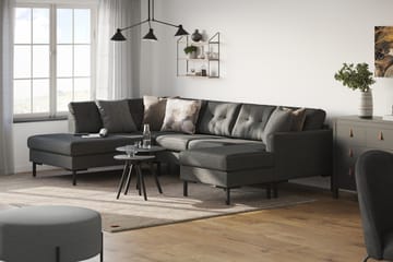 Frillestad 4-seters Venstrevendt U-formet Sofa med Divan og Sjeselong i Stoff - Mørk grå - Møbler - Sofaer - U-sofa