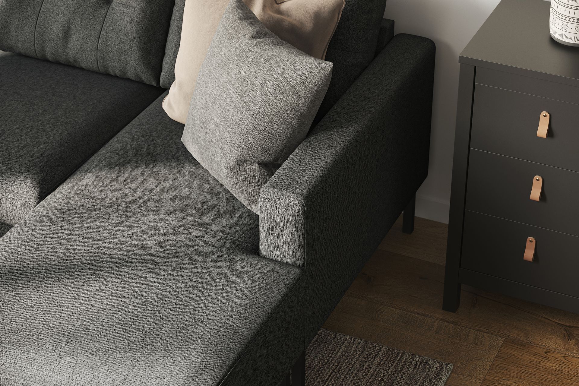 Frillestad 4-seters Venstrevendt U-formet Sofa med Divan og Sjeselong i Stoff - Mørk grå - Møbler - Sofaer - U-sofa