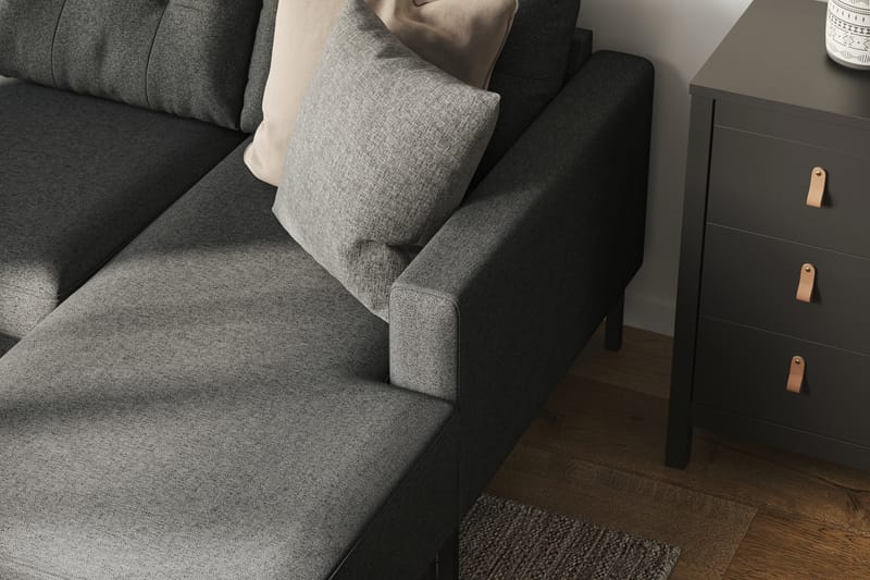 Frillestad 4-seters Venstrevendt U-formet Sofa med Divan og Sjeselong i Stoff - Mørk grå - Møbler - Sofaer - U-sofa