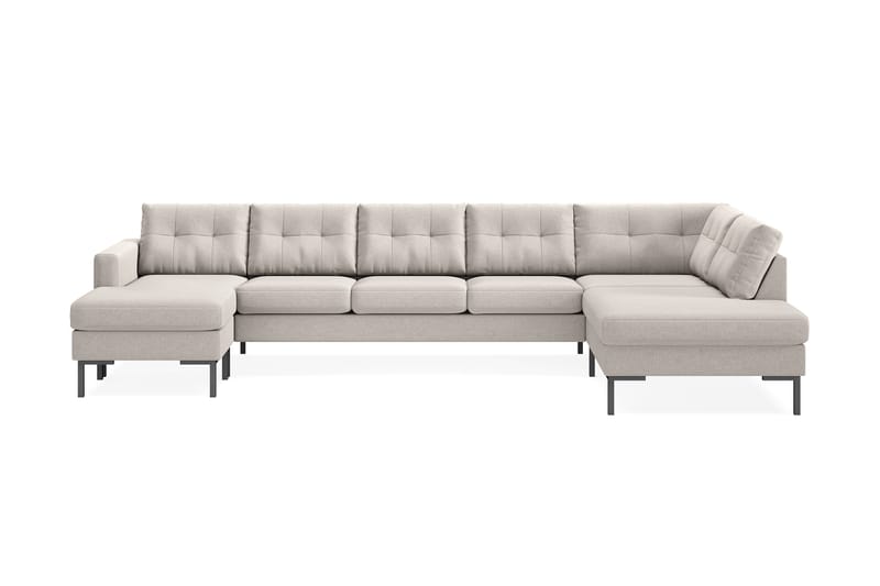 Frillestad 5-seters Høyrevendt U-formet Sofa med Divan og Sjeselong i Stoff - Beige - Møbler - Sofaer - U-sofa