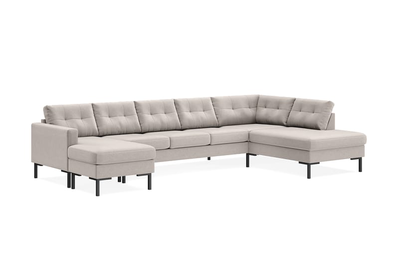 Frillestad 5-seters Høyrevendt U-formet Sofa med Divan og Sjeselong i Stoff - Beige - Møbler - Sofaer - U-sofa