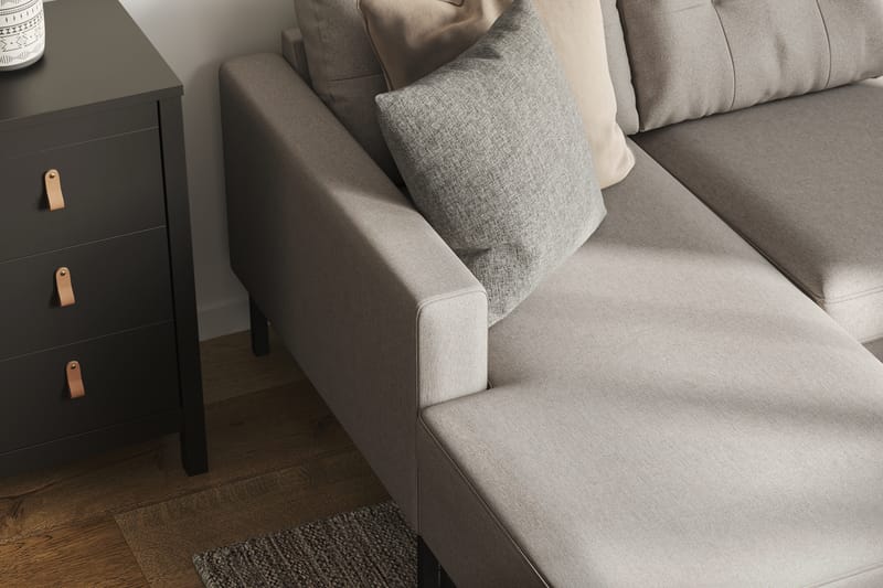 Frillestad 5-seters Høyrevendt U-formet Sofa med Divan og Sjeselong i Stoff - Beige - Møbler - Sofaer - U-sofa