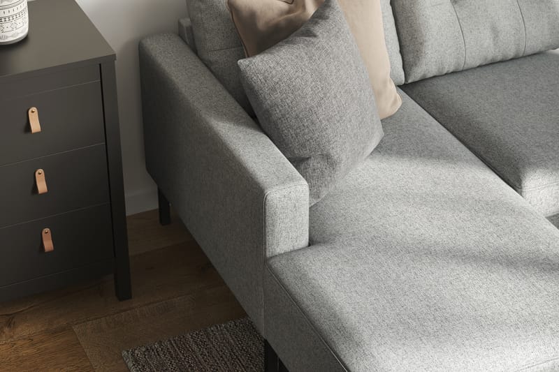 Frillestad 5-seters Høyrevendt U-formet Sofa med Divan og Sjeselong i Stoff - Grå - Møbler - Sofaer - U-sofa