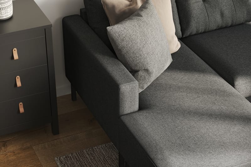 Frillestad 5-seters Høyrevendt U-formet Sofa med Divan og Sjeselong i Stoff - Mørk grå - Møbler - Sofaer - U-sofa