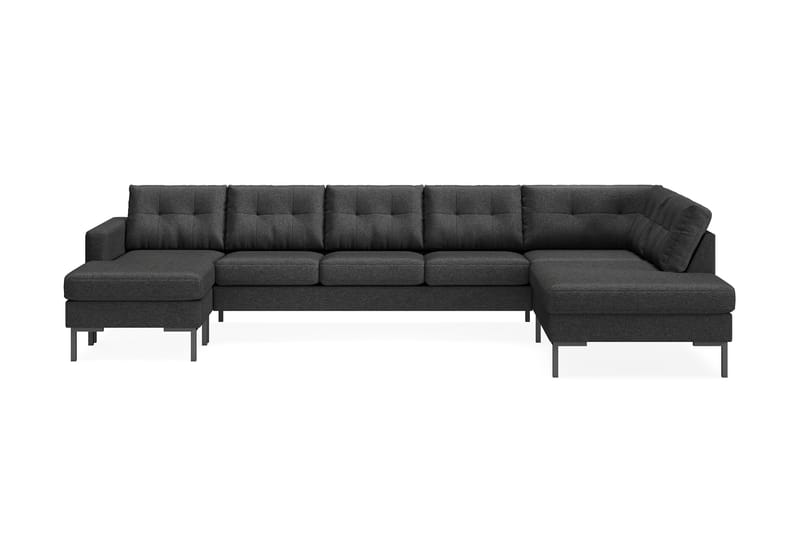 Frillestad 5-seters Høyrevendt U-formet Sofa med Divan og Sjeselong i Stoff - Mørk grå - Møbler - Sofaer - U-sofa