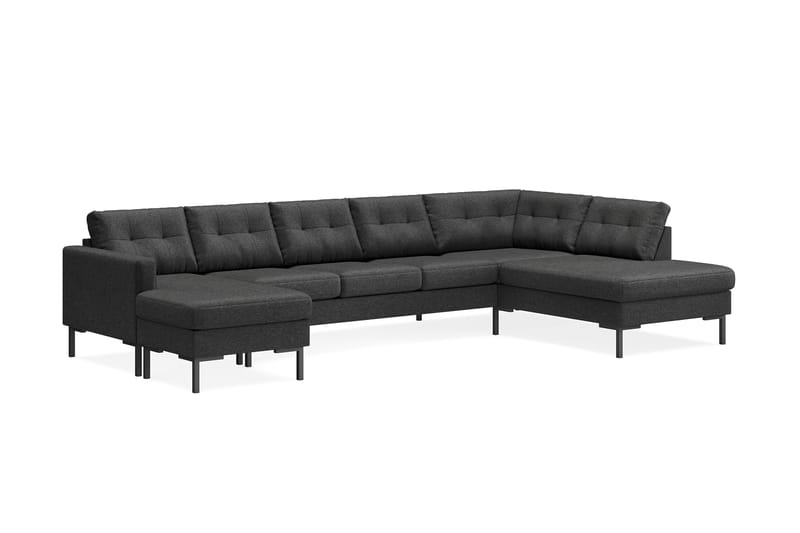 Frillestad 5-seters Høyrevendt U-formet Sofa med Divan og Sjeselong i Stoff - Mørk grå - Møbler - Sofaer - U-sofa