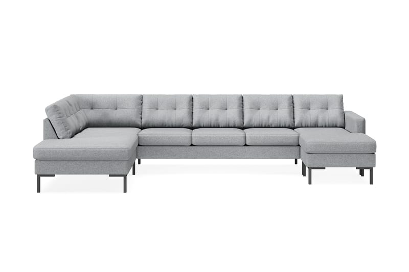 Frillestad 5-seters Venstrevendt U-formet Sofa med Divan og Sjeselong i Stoff - Grå - Møbler - Sofaer - U-sofa