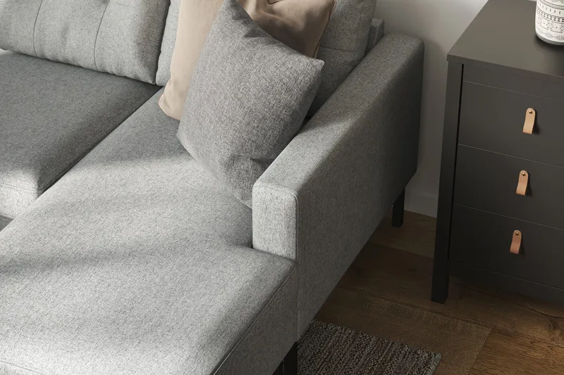 Frillestad 5-seters Venstrevendt U-formet Sofa med Divan og Sjeselong i Stoff - Grå - Møbler - Sofaer - U-sofa