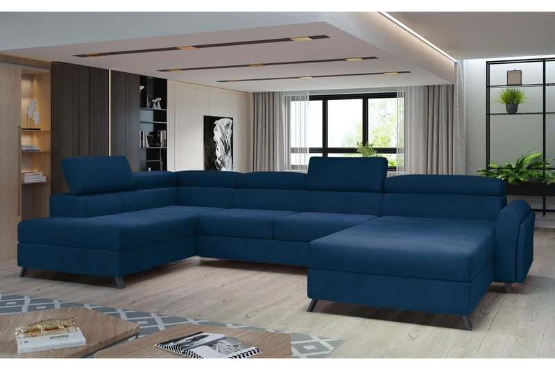 Josette U-sofa med Divan Høyre - Blå - Møbler - Sofaer - U-sofa
