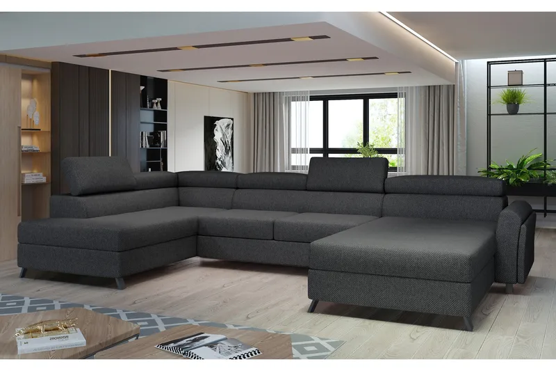 Josette U-sofa med Divan Høyre - Mørkegrå - Møbler - Sofaer - U-sofa
