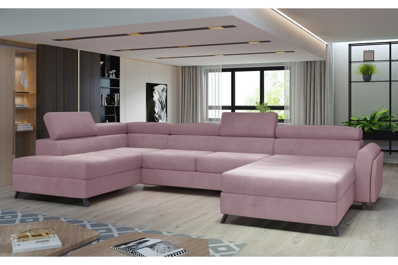 Josette U-sofa med Divan Høyre - Rosa - U-sofa