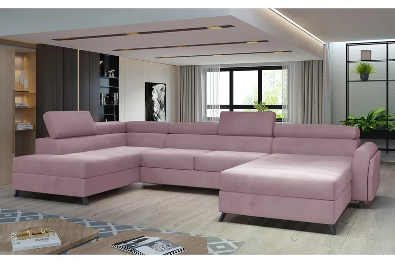 Josette U-sofa med Divan Høyre, Rosa