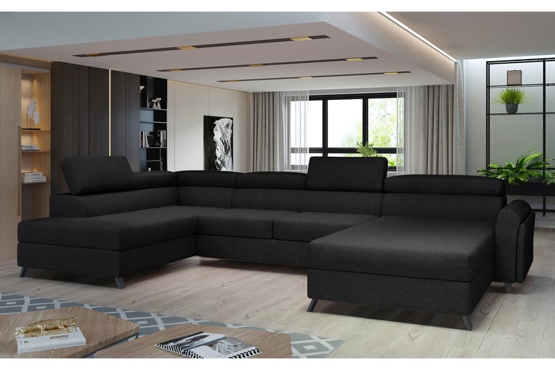 Josette U-sofa med Divan Høyre - Svart - Møbler - Sofaer - U-sofa