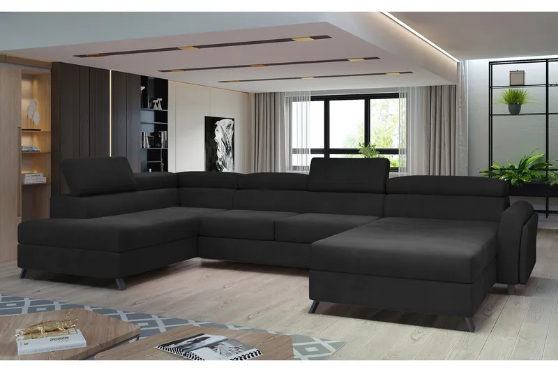 Josette U-sofa med Divan Høyre - Svart - Møbler - Sofaer - U-sofa