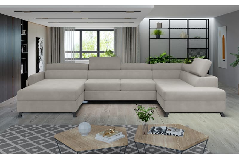 Josette U-sofa med Divan Venstre - Beige - U-sofa