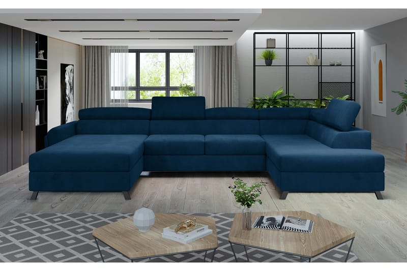 Josette U-sofa med Divan Venstre - Blå - Møbler - Sofaer - U-sofa