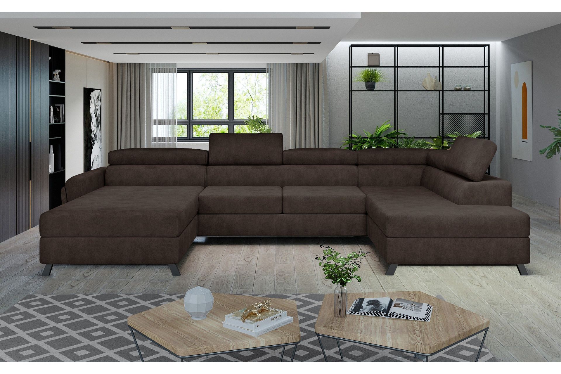 Josette U-sofa med Divan Venstre - Brun