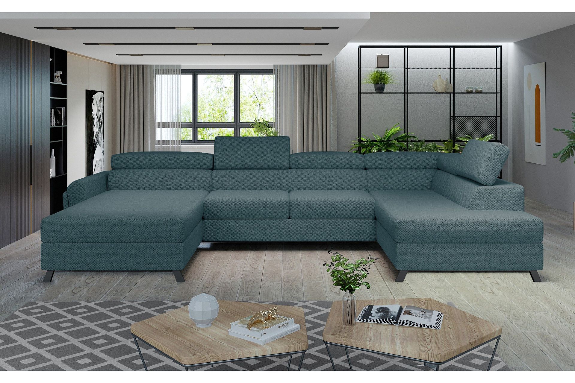 Josette U-sofa med Divan Venstre - Grønn