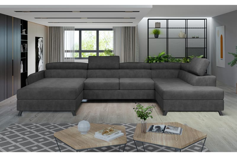 Josette U-sofa med Divan Venstre - Mørkegrå - Møbler - Sofaer - U-sofa