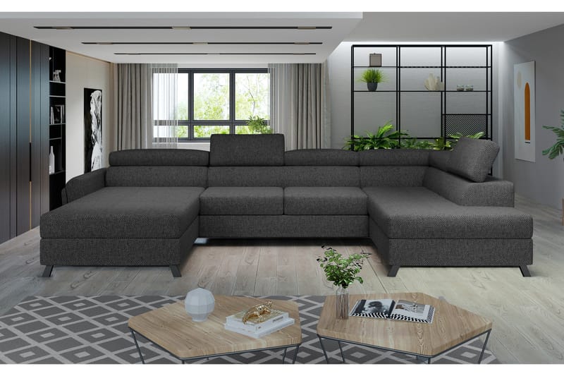 Josette U-sofa med Divan Venstre - Mørkegrå - Møbler - Sofaer - U-sofa