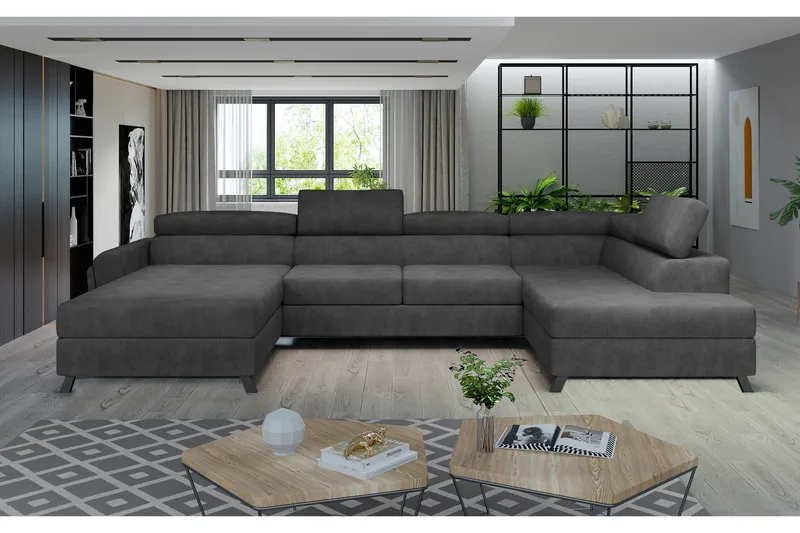 Josette U-sofa med Divan Venstre - Mørkegrå - Møbler - Sofaer - U-sofa