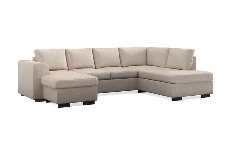 Link 4-seters Høyrevendt U-formet Large Sofa med Divan og Sjeselong i Stoff - Beige - Møbler - Sofaer - U-sofa