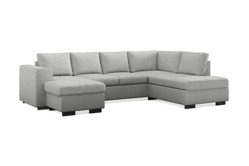 Link 4-seters Høyrevendt U-formet Large Sofa med Divan og Sjeselong i Stoff - Lys grå - Møbler - Sofaer - U-sofa
