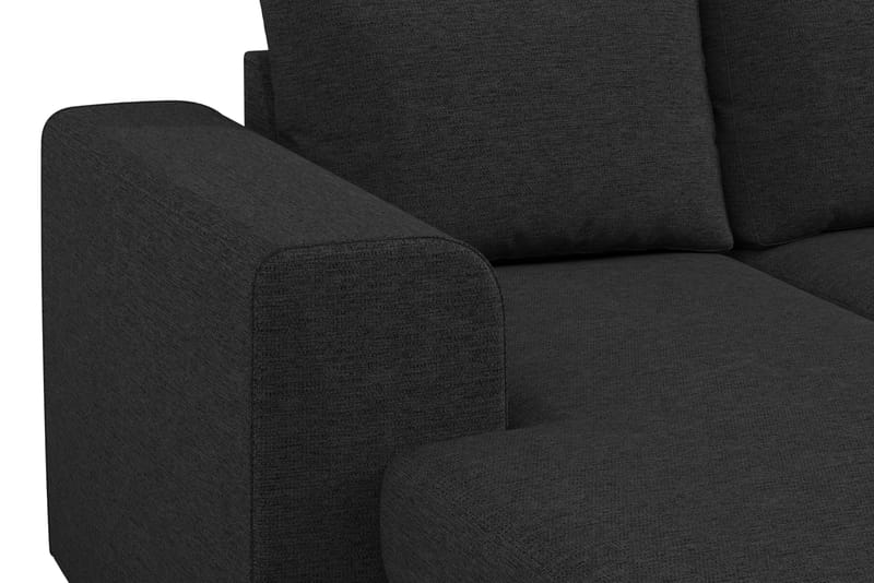 Link 4-seters Høyrevendt U-formet Large Sofa med Divan og Sjeselong i Stoff - Svart - Møbler - Sofaer - U-sofa
