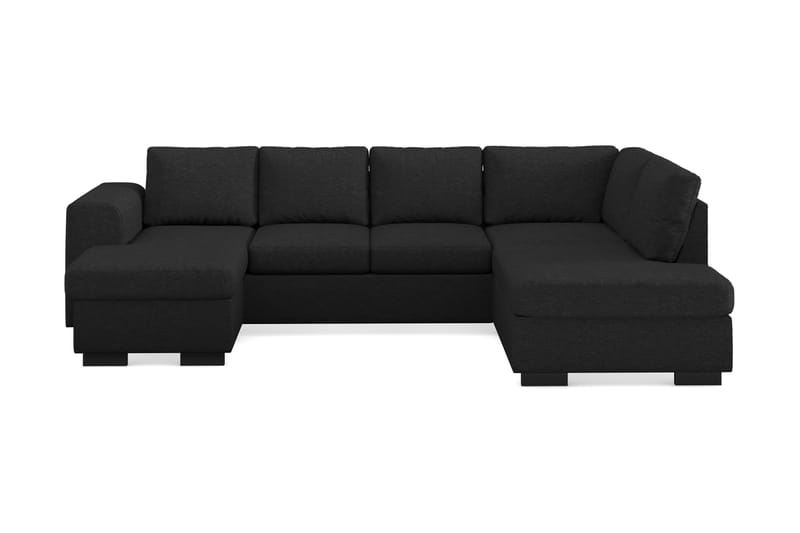 Link 4-seters Høyrevendt U-formet Large Sofa med Divan og Sjeselong i Stoff - Svart - Møbler - Sofaer - U-sofa