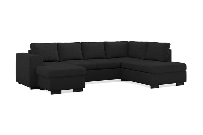Link 4-seters Høyrevendt U-formet Large Sofa med Divan og Sjeselong i Stoff - Svart - Møbler - Sofaer - U-sofa