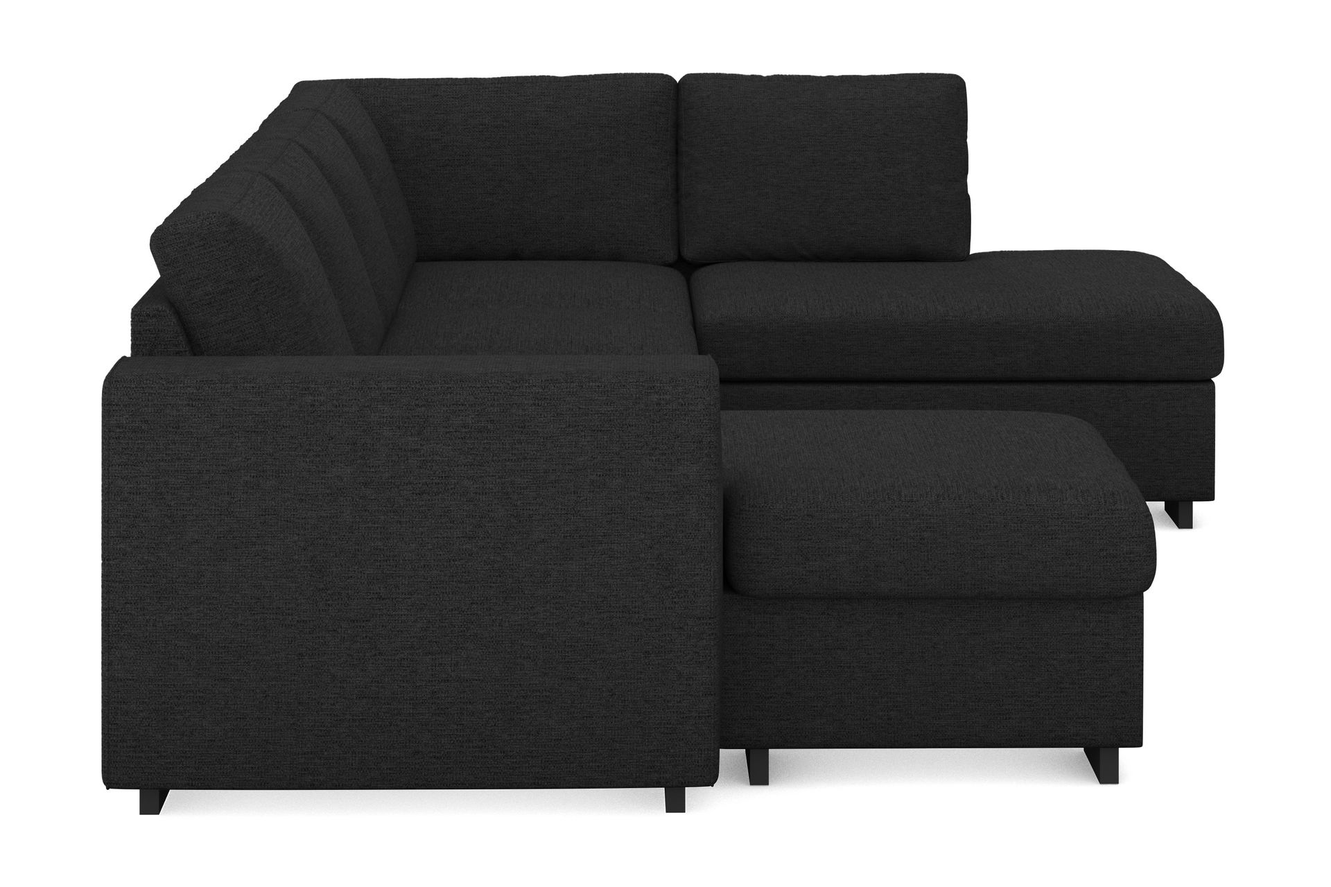 Link 4-seters Høyrevendt U-formet Large Sofa med Divan og Sjeselong i Stoff - Svart - Møbler - Sofaer - U-sofa