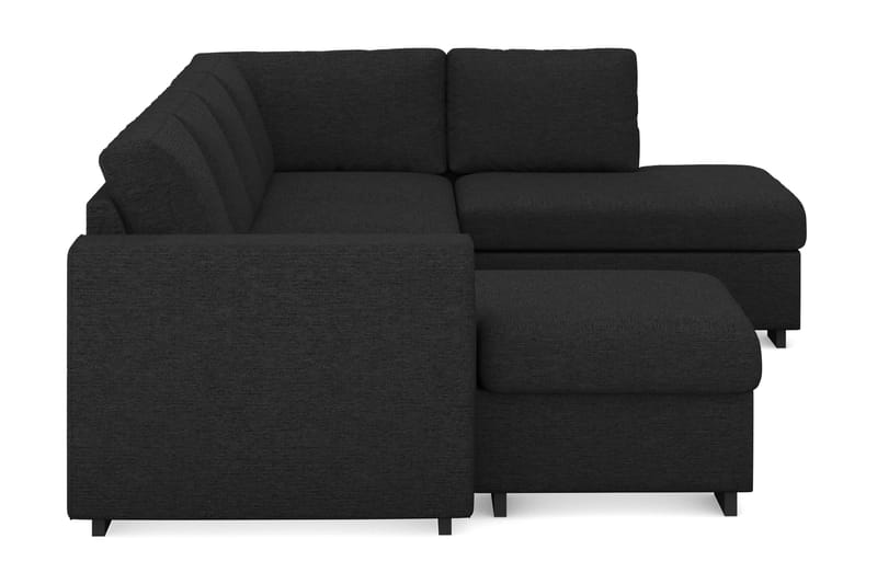 Link 4-seters Høyrevendt U-formet Large Sofa med Divan og Sjeselong i Stoff - Svart - Møbler - Sofaer - U-sofa