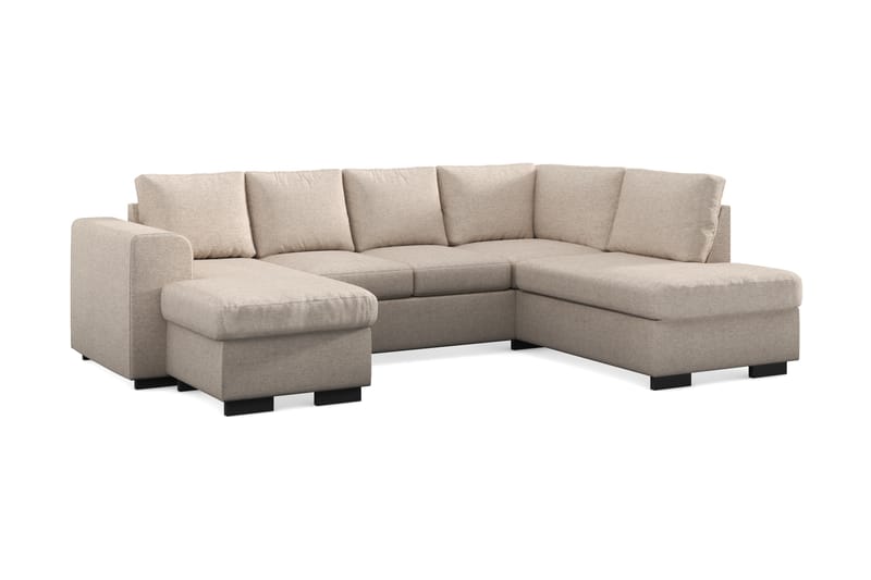 Link 4-seters Høyrevendt U-formet Sofa med Divan og Sjeselong i Stoff - Beige - Møbler - Sofaer - U-sofa