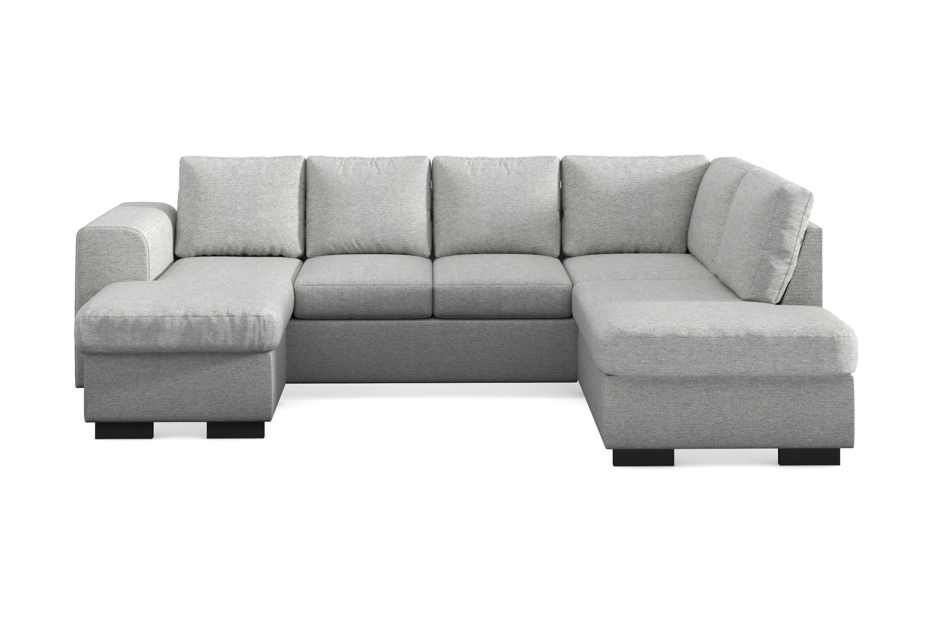 Link 4-seters Høyrevendt U-formet Sofa med Divan og Sjeselong i Stoff - Lys grå - Møbler - Sofaer - U-sofa
