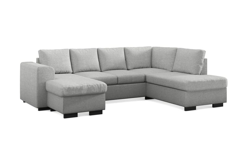 Link 4-seters Høyrevendt U-formet Sofa med Divan og Sjeselong i Stoff - Lys grå - Møbler - Sofaer - U-sofa