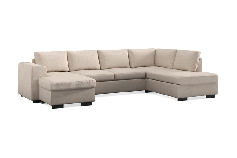 Link 4-seters Høyrevendt U-formet X-Large Sofa med Divan og Sjeselong i Stoff - Beige - Møbler - Sofaer - U-sofa