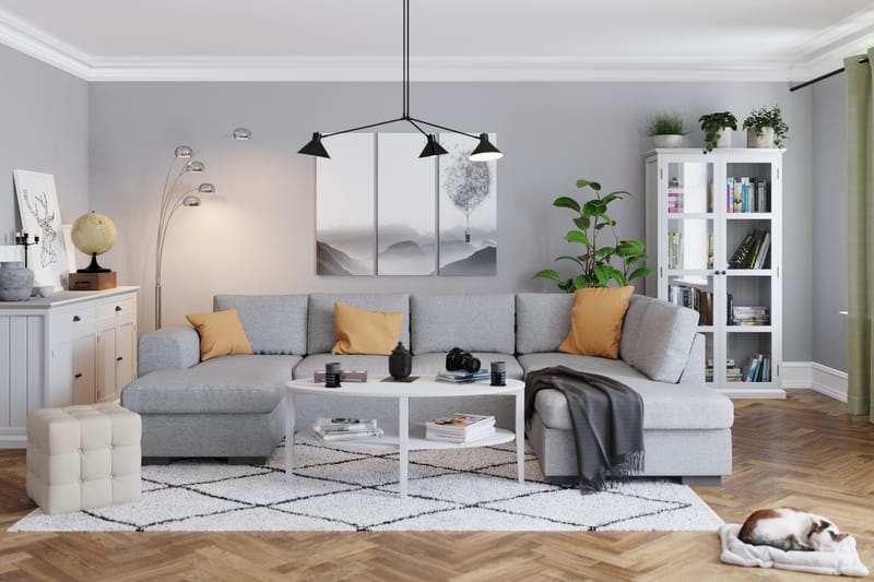 Link 4-seters Høyrevendt U-formet X-Large Sofa med Divan og Sjeselong i Stoff - Lys grå - Møbler - Sofaer - U-sofa