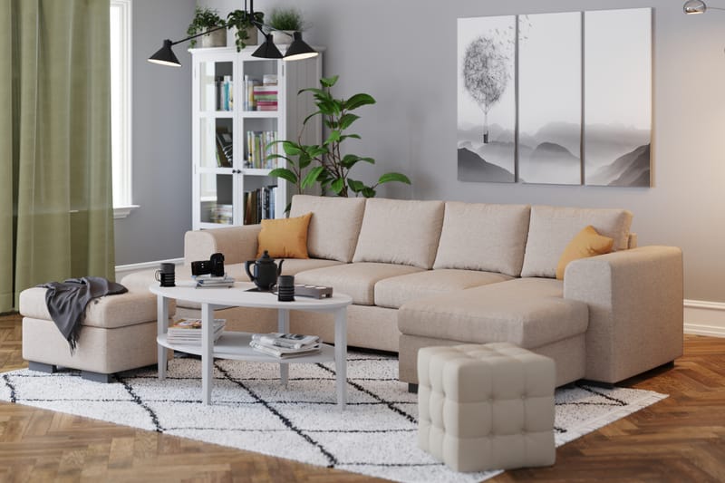 Link 4-seters U-formet Sofa med Dobbeldivan i Stoff - Beige - Møbler - Sofaer - U-sofa