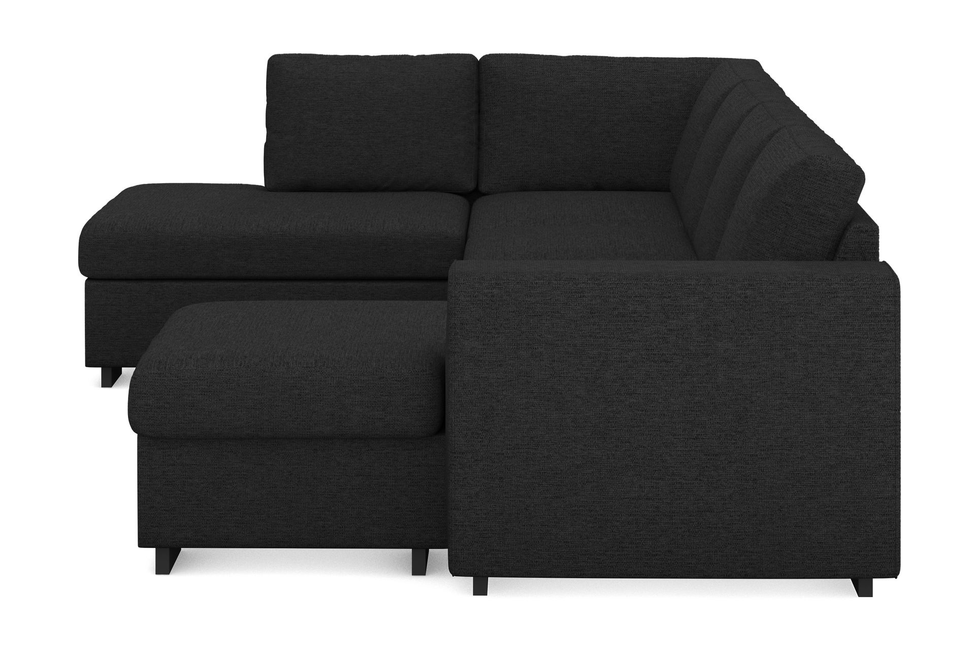 Link 4-seters Venstrevendt U-formet Large Sofa med Divan og Sjeselong i Stoff - Svart - Møbler - Sofaer - U-sofa