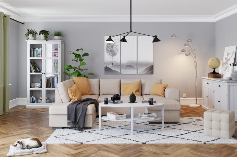 Link 4-seters Venstrevendt U-formet Sofa med Divan og Sjeselong i Stoff - Beige - Møbler - Sofaer - U-sofa