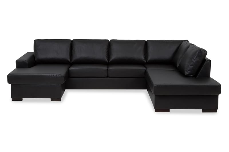 Link 5-seters Høyrevendt U-formet X-Large Sofa med Divan og Sjeselong i Kunstlær - Svart - Møbler - Sofaer - U-sofa