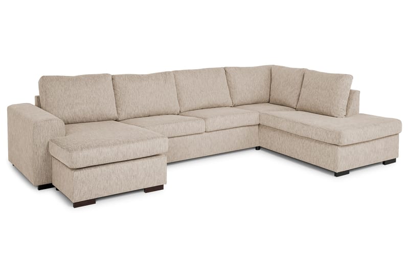 Link 5-seters Høyrevendt U-formet X-Large Sofa med Divan og Sjeselong i Stoff - Beige - Møbler - Sofaer - U-sofa
