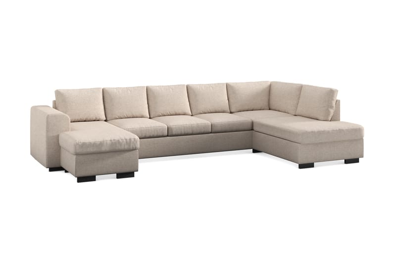 Link 5-seters Høyrevendt U-formet XX-Large Sofa med Divan og Sjeselong i Stoff - Beige - Møbler - Sofaer - U-sofa